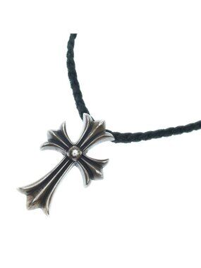Chrome Hearts CH Crs Sml Small CH Cross BC Boro Chip Braid Necklace Silver